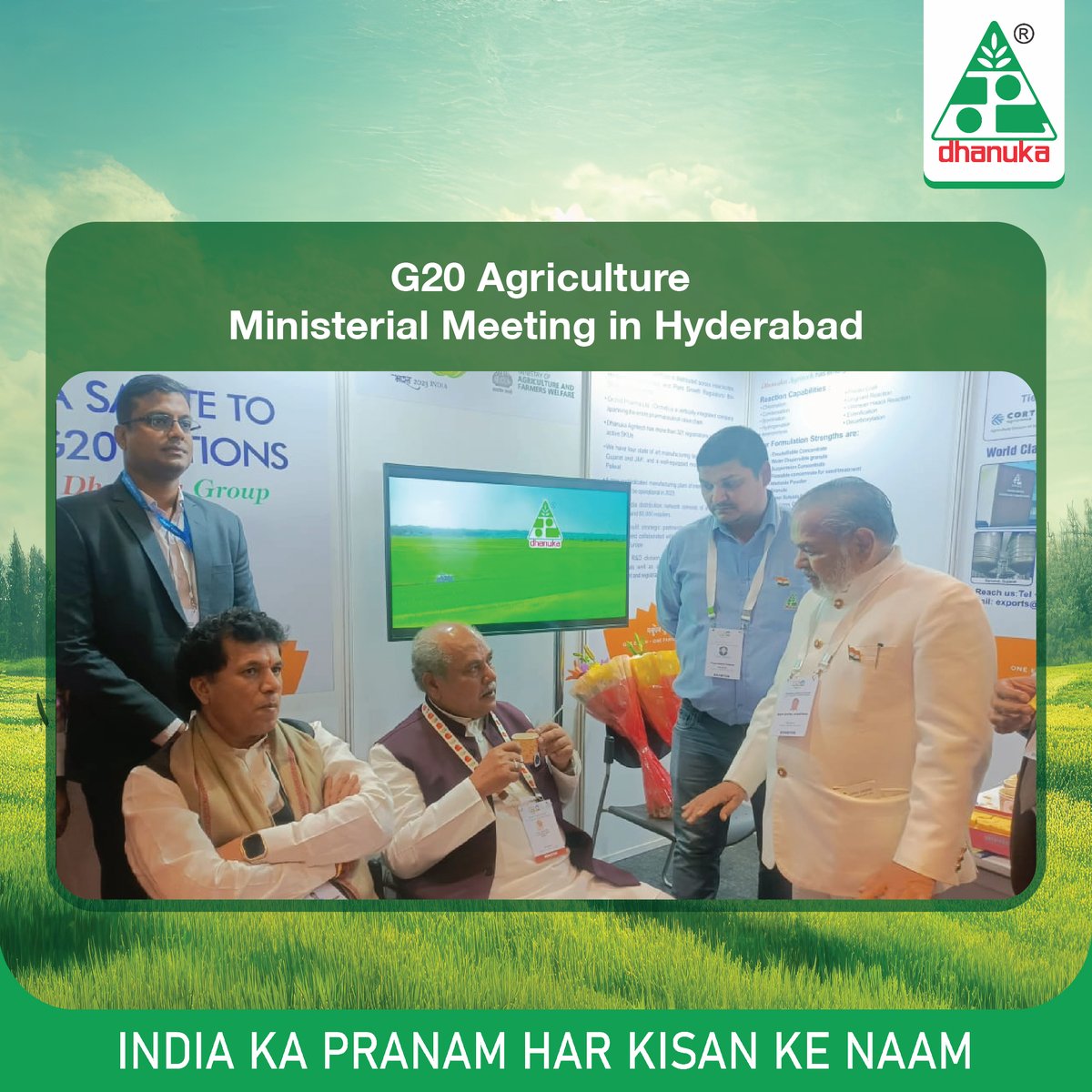 Union Agriculture and Farmers Welfare Minister, Shri Narendra Singh Tomar visited Dhanuka Agritech Limited’s stall at the G20 Agriculture Ministerial Meeting in Hyderabad and appreciated the Group’s contribution to the field of agriculture. 
#agriculture #G20AgriMinistersMeet