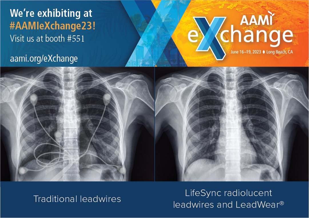 LifeSyncMed's tweet photo. Lifesync Leadwire System - Our advantages are clear. Connect with us at the #Lifesync booth 551 at the AAMI eXchange show in Long Beach, CA and see how our radiolucent solutions can enhance productivity and enhance standardization. #AAMIeXchange23! https://t.co/7PKFplxbgB