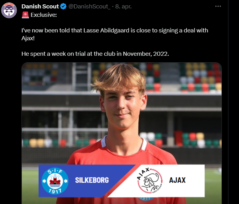 Silkeborg IF have confirmed their expectation to soon finalize negotiations regarding the sale of 16-year-old Lasse Abildgaard.

Took some time but it's happening! ✍️✅

#transferdk #sldk #Ajax