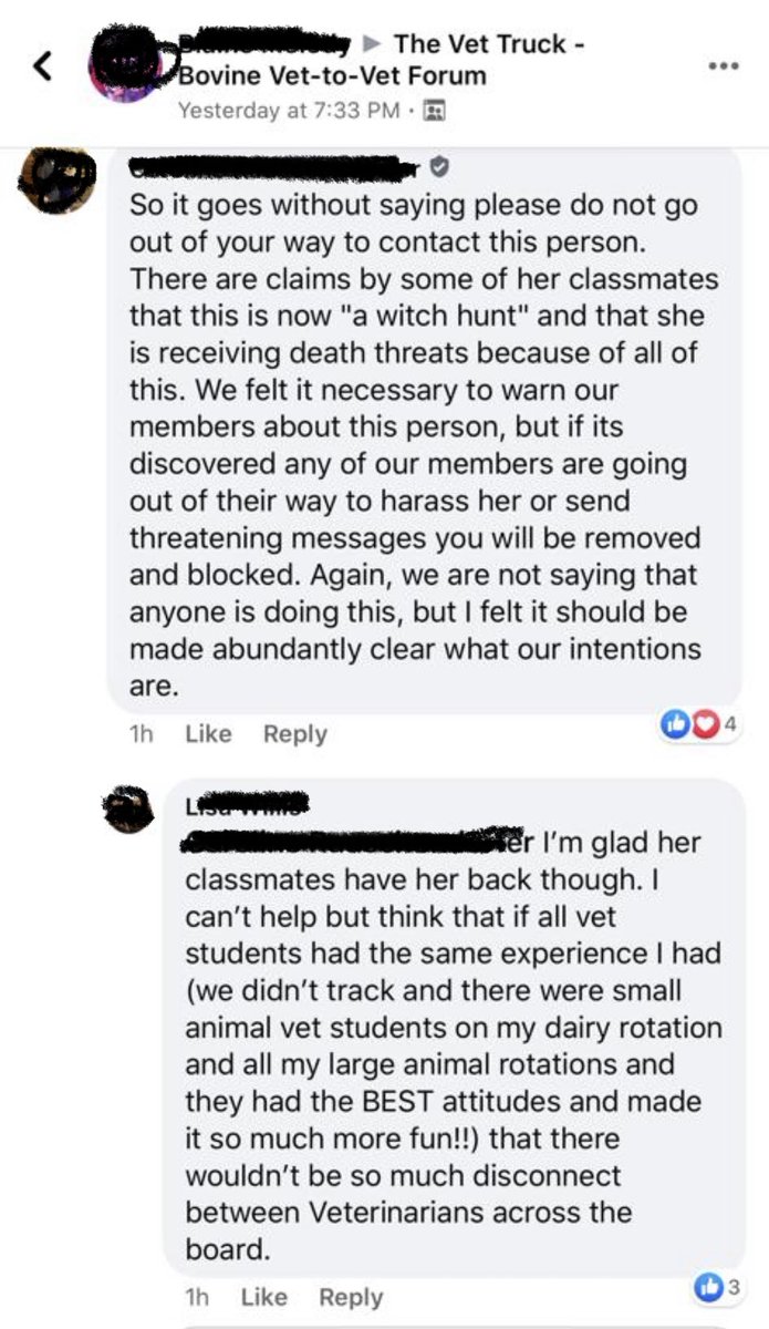 drcrystalheath's tweet photo. In honor of stop Cyberbullying day, here are some screenshots of the cyberbullying I experienced from other vets for merely asking to shadow a livestock veterinarian, after my colleagues told me I should shadow a livestock veterinarian, after I posted publicly things critical of animal agriculture. I grew up in 4-H and was an animal science major at UC Davis prior to going to veterinary school at UC Davis, so I do know what I’m talking about. #vetmed #vettwitter #onehealth #vetstudent