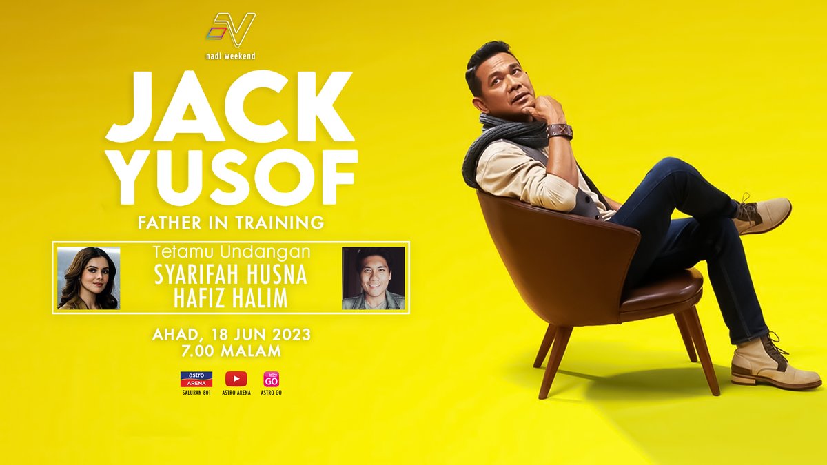ASTROARENA's tweet photo. Special untuk ada semua! Nadi Weekend akan bawakan tetamu istimewa, pelakon Jack Yusof ke studio kami! 

Jangan lupa, Ahad 18 Jun, 7.00 Malam di Saluran 801HD

#NadiWeekend #AstroArena #JackYusof #FatherInTraining https://t.co/xiZoanIx6n