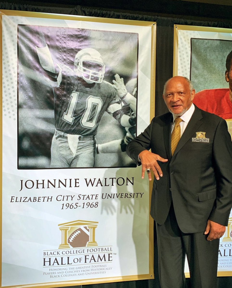 ICYMI: @ECSU Alumnus Johnnie Walton was inducted into the @BCFHOF.  A member of the All-CIAA team in 1968, he served as a quarterback for the @ECSUVikingFBall Team from 1965 to 1968. We’re proud of you, Alumnus Walton! #HallOfFame #ECSU #VikingPride
