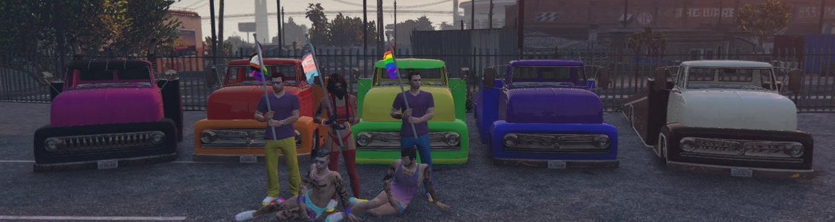 drukstarship's tweet image. Los Santos Pride Car Show with the Mad Dog squad. #GTAV #GTAVRP #twitchrp #trp