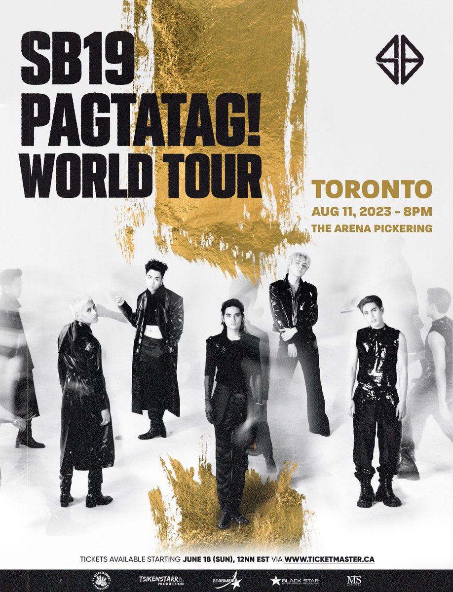 SB19Official's tweet photo. ⚠️ PAGTATAG! World Tour: TORONTO
📢 Tickets available starting JUNE 18 (SUN), 12NN EST via https://t.co/AxE3hwFJYa

#SB19 #PAGTATAG #SB19PAGTATAG  #PAGTATAGWorldTour  #PAGTATAGWorldTourTORONTO https://t.co/juBOXgVj11