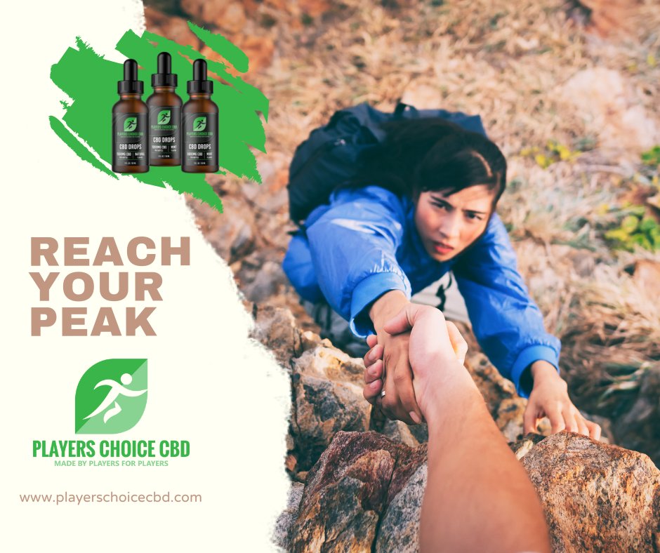 Reach your peak
Check us out: playerschoicecbd.com
#playerschoice #playerschoicecbd #cbd #athletelife #weareallplayers #madeforplayersbyplayers #cbdoil #cbdlife #cbdproducts #training #headinthegame #trainharder #recoverfaster #cbdgummies #wellness