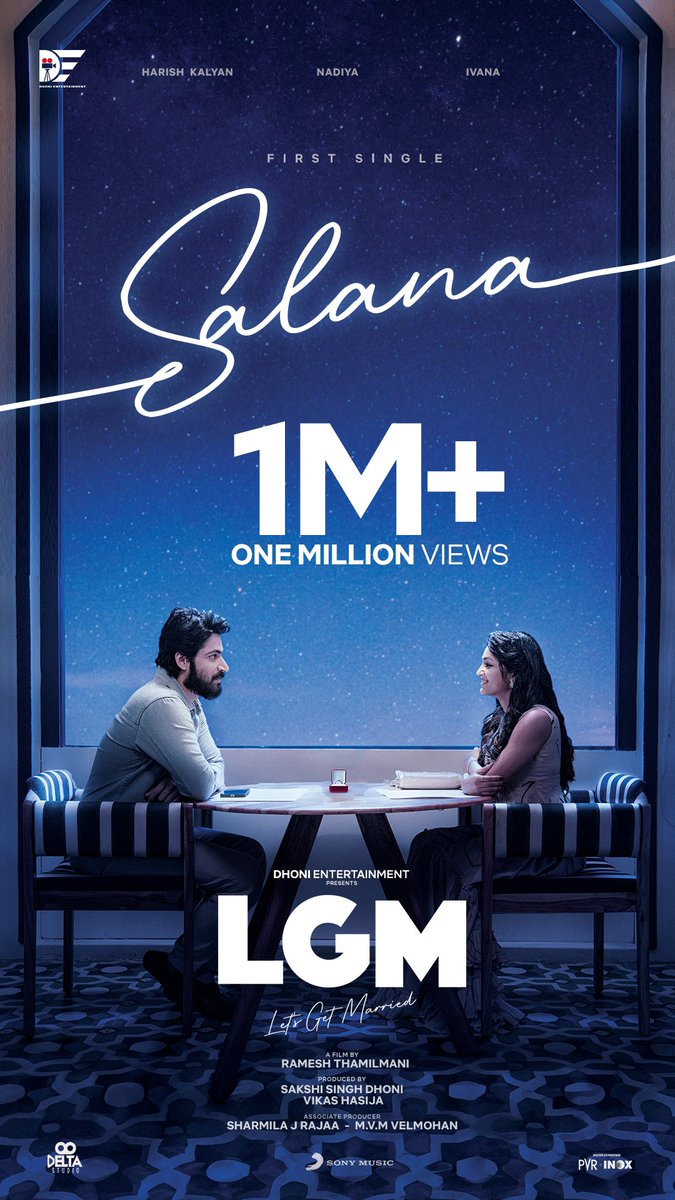 The first million done for the first song from #LGM - thank you for all the love towards #Salana! Tamil - youtu.be/DrnpXCVX7rg #LGMOnSonyMusic
