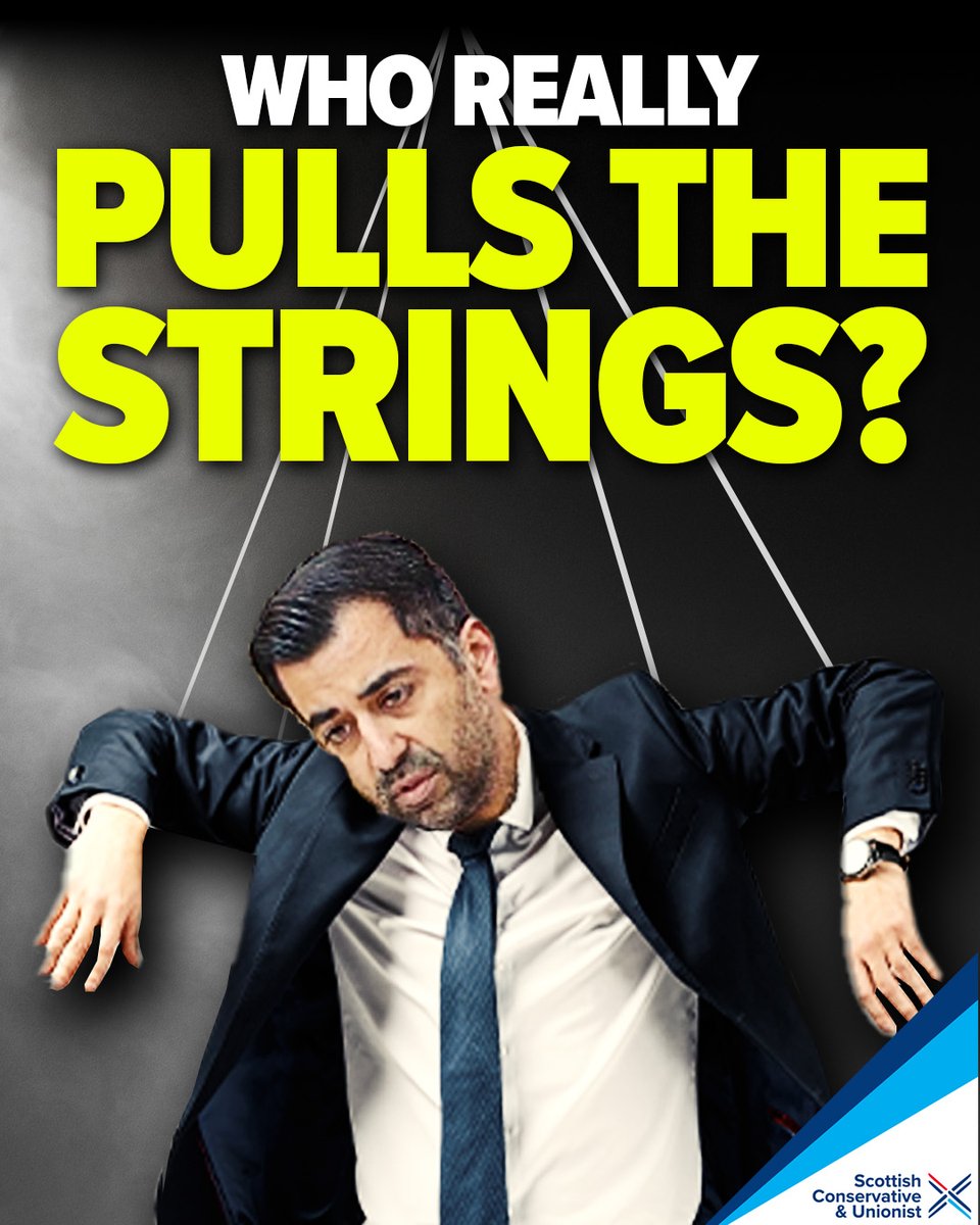 ScotTories's tweet photo. Humza Yousaf has thrown out the SNP rule book to avoid suspending Nicola Sturgeon following her arrest, and told his MSPs to either back his former boss or quit the party.

Who is really pulling the SNP strings? https://t.co/7ysZT7DreZ