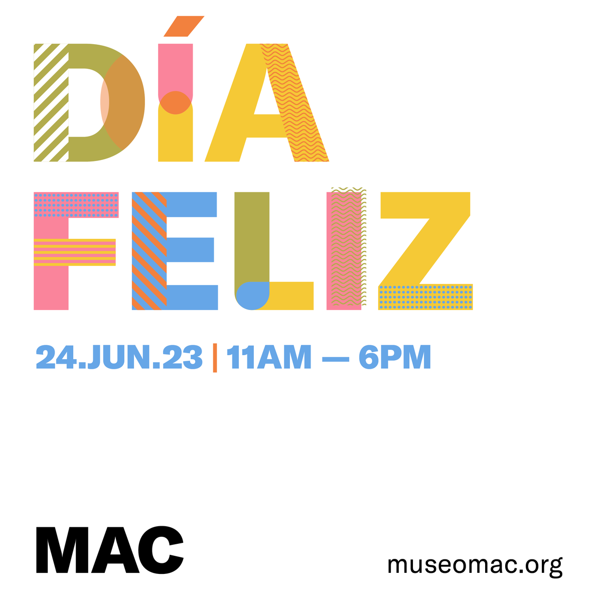 museomacpr's tweet photo. ¡Se acerca el #DíaFeliz 😊
Celebra junto al Museo el Día Mundial de la Felicidad con un programa especialmente diseñado para niñxs, jóvenes y toda la familia.
La cita es el sábado, 24 de junio, de 11AM a 6PM en el #MAC.
#MACEduca #eventofamiliar #museomac #museomacpr https://t.co/MpfCUuqZsh