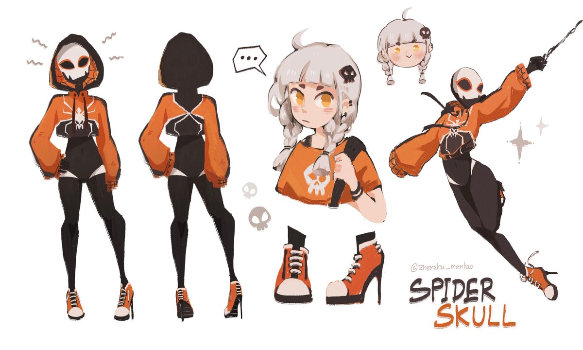 Zhenzhu_mantao's tweet image. Spider Skull - design my spidey from mascot 🧡🖤🕸️
#spidersona #Spidersonas #AcrossTheSpiderVerse