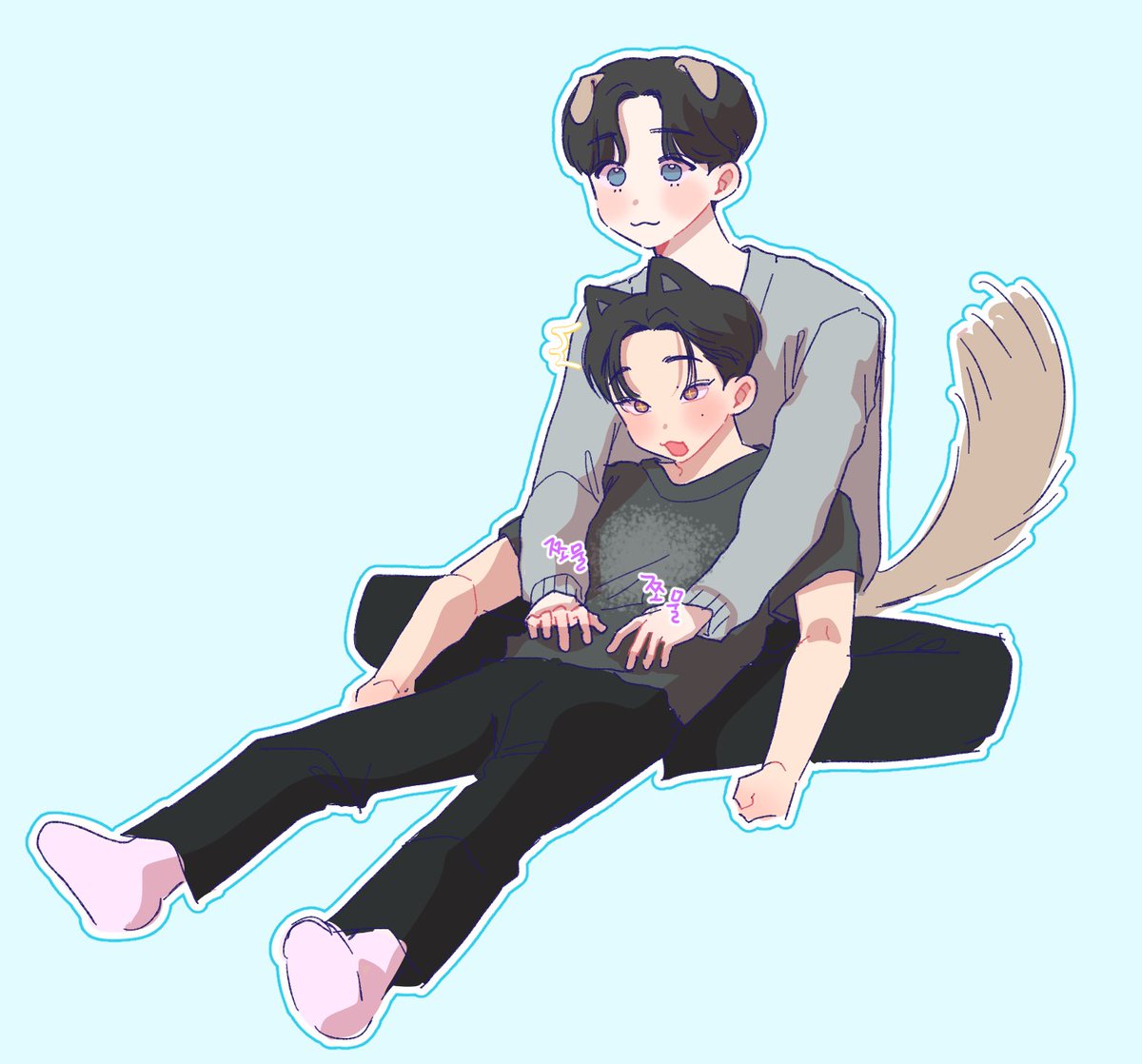 ssunaaan's tweet photo. 고양이 말랑배 만지는 강아지야…. #윤낫 https://t.co/ptRmFu2QYg