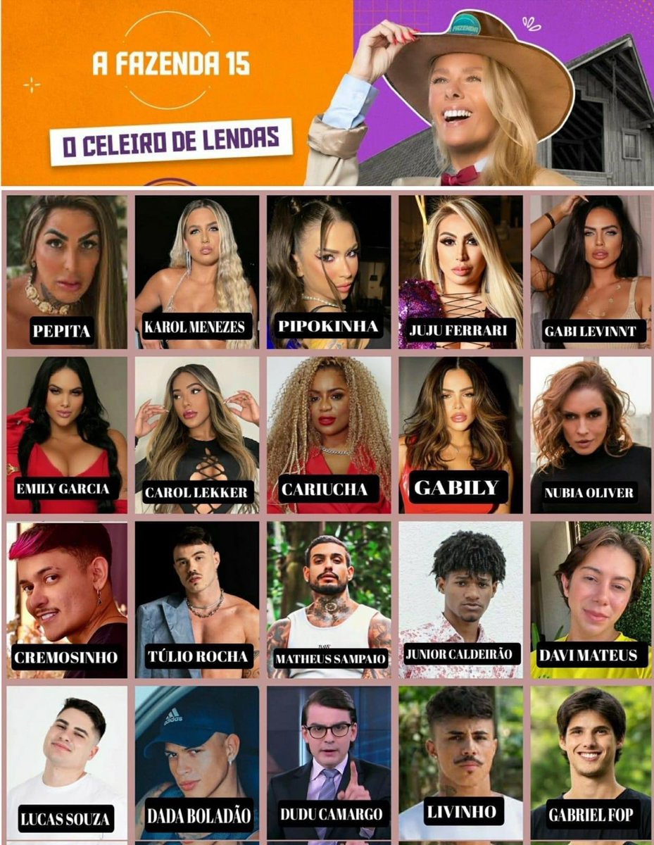 Central Reality on X: Se esse fosse o elenco de 'A Fazenda 15', para quem  você torceria? #AFazenda15  / X