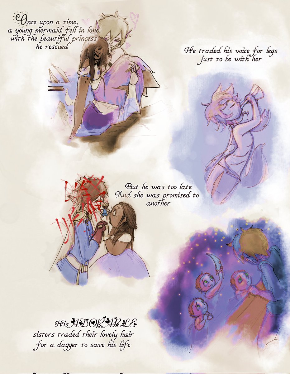 darkerberri's tweet photo. A Bedtime Story 💖

Brought to you by the combination of currently reading an adaptation of "The Little Mermaid" and all the Siren!Friend art (with a dash of my Dad!Friend brain rot) Enjoy!

#stnafgame
#seethruneedafriend https://t.co/NkqsCo6DGq