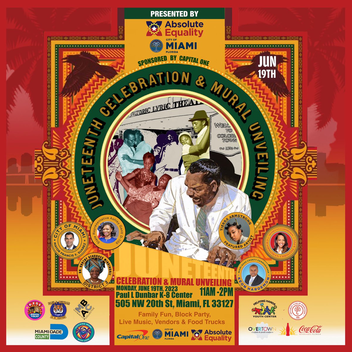 Inviting everyone to celebrate with us Juneteenth with a mural unveiling and family fun activities #DunbarTigers #Juneteenth2023