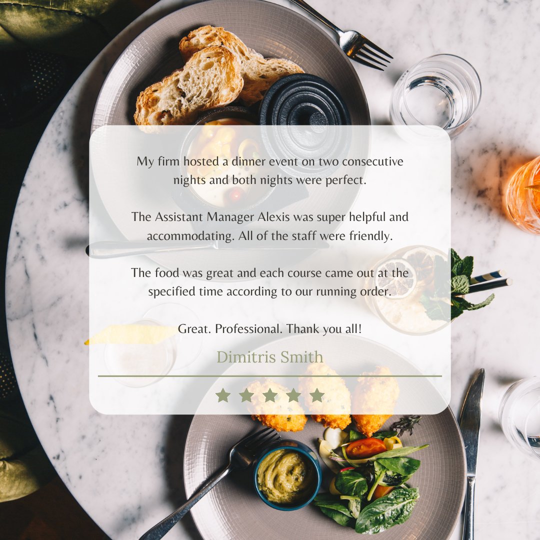 We are here to provide amazing experiences for any event - big, small, corporate or social gatherings. Get in touch and let us cater your next event.

Thanks, Dimitris, for your lovely review; we hope to see you again soon. 

#SueseyStreet #DineInDublin