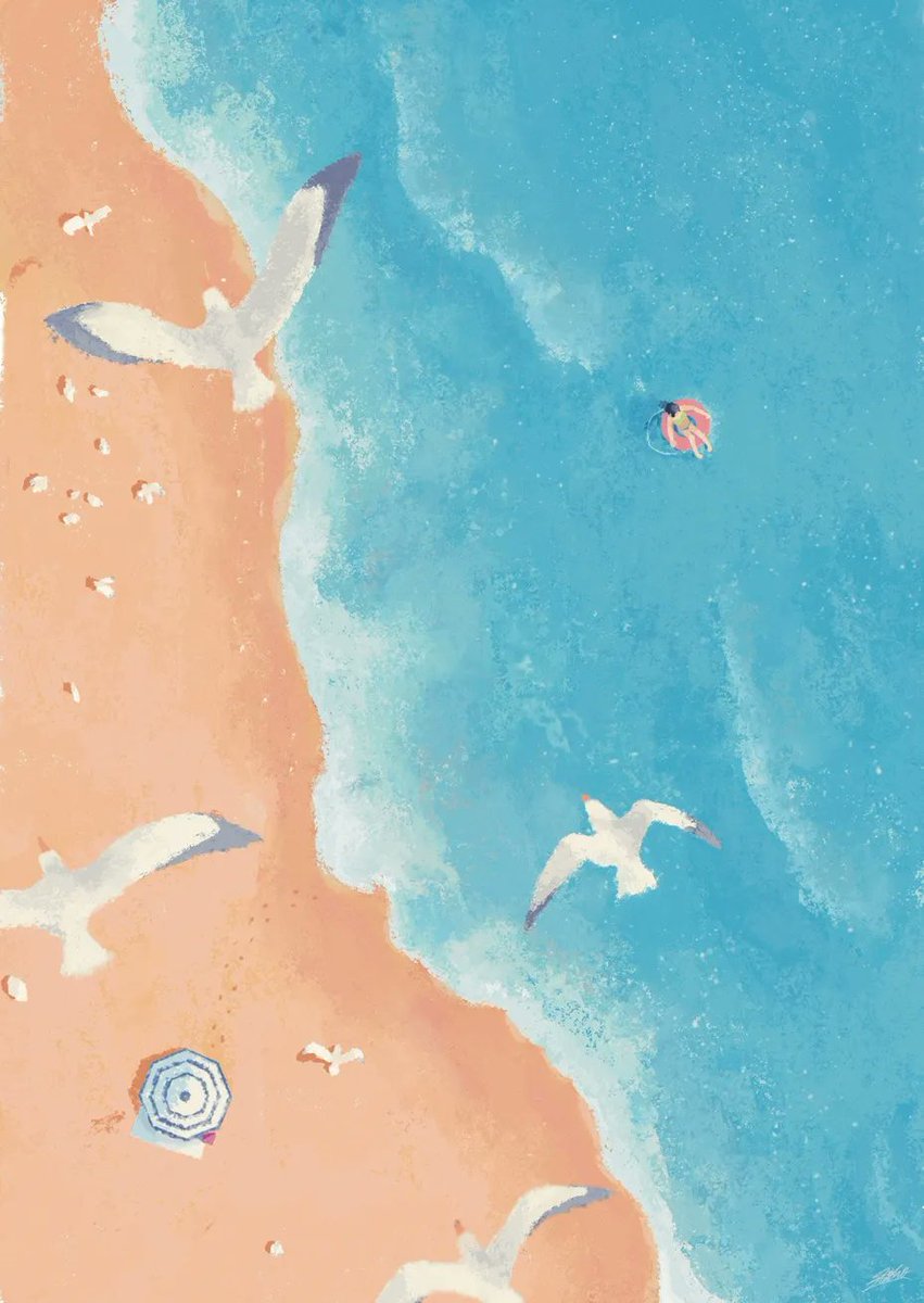 「浅瀬に浮かぶ」|犀将のイラスト