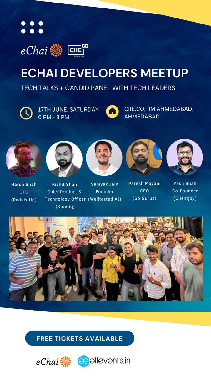 harshcrop's tweet image. Excited to be speaking at the eChai developer meet-up, sharing my insights on development! Looking forward to connecting with fellow developers and exchanging knowledge. Let&apos;s inspire and empower each other in the world of coding! #eChaiDeveloperMeet #DeveloperInsights