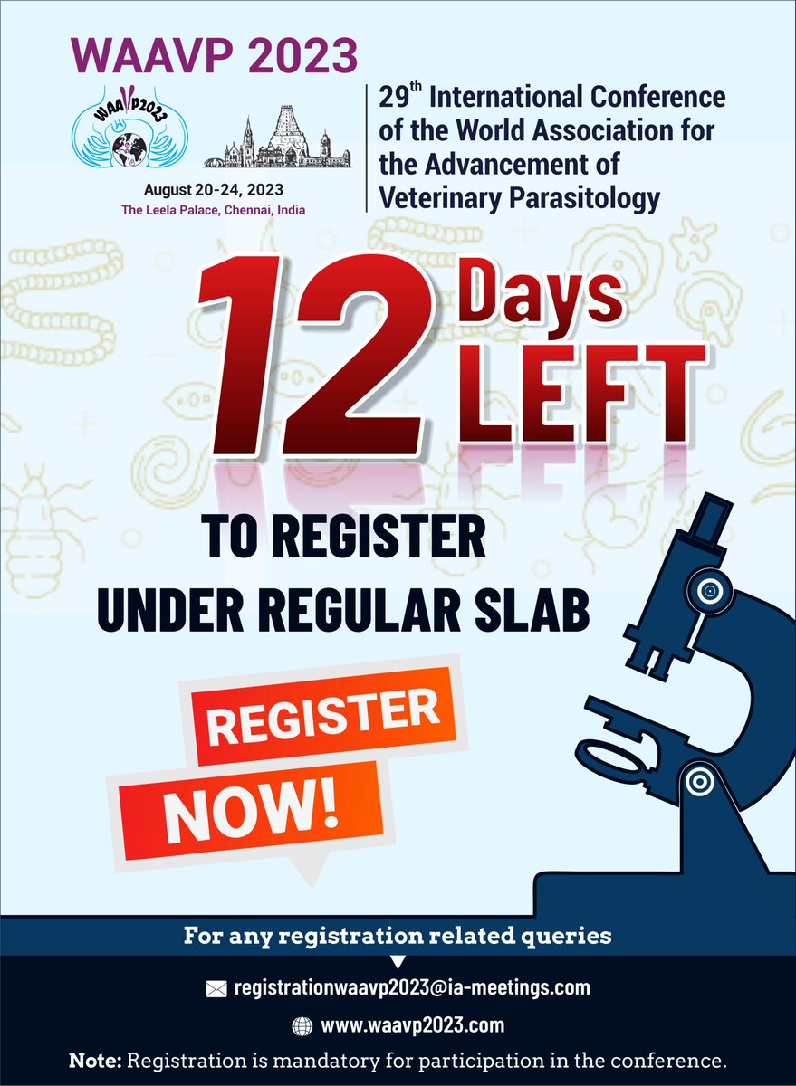 Hurry! Last 12 days left to Register under regular slab for WAAVP 2023 Register Now! Click here to register waavp2023.com/registration/