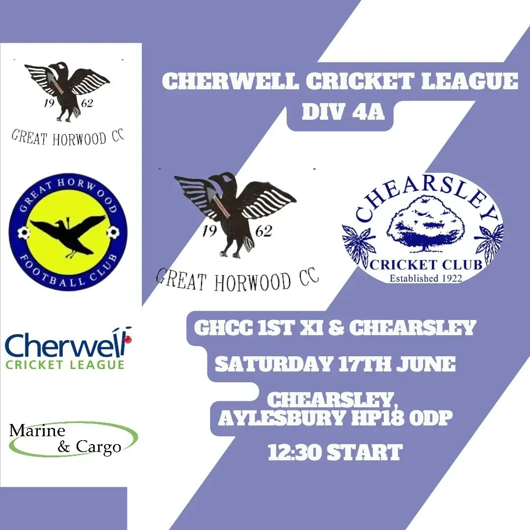 🏏MATCH DAY 🏏

The 1st team head across Bucks to Chearsley CC. 

The 2nds meanwhile play host to Stokenchurch 2's.

With another scorcher this weekend why not get along to support the teams. Those who make the trip down Nash Rd can refuel in Big Al's beer garden 

#GHCC #HOORRSS