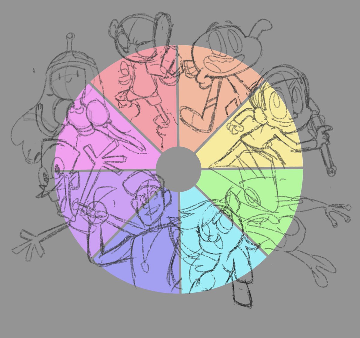 peyg_sus's tweet photo. This may not be much of a progress :,>....

Did the #colorwheelchallenge with me fwends suggestions :D  Currently a wip (⁠*⁠´⁠ω⁠｀⁠*⁠)
.
.
.
.
.
#AdventureTime #kidsnextdoor #TheAmazingWorldofGumball #CraigoftheCreek #Pokemon #FanboyandChumChum #TeamFortress2 #mylittlepony https://t.co/OdU3Dn3sna
