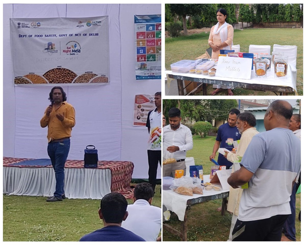 Eat_Right_India's tweet photo. Eat Right Millets Mela cum Yoga session was organised by team South West distt. with the help of  Sh Ankur,@GoldenMillets and  Sh. Mohit vats, Patanjali foundation.Dr Rameshwar Dayal,Vishist Vaigyanik Purskar awardee also gave lecture on Millets.
@NehaBansal31
@foodsafetydelhi https://t.co/9yemHj2O9E