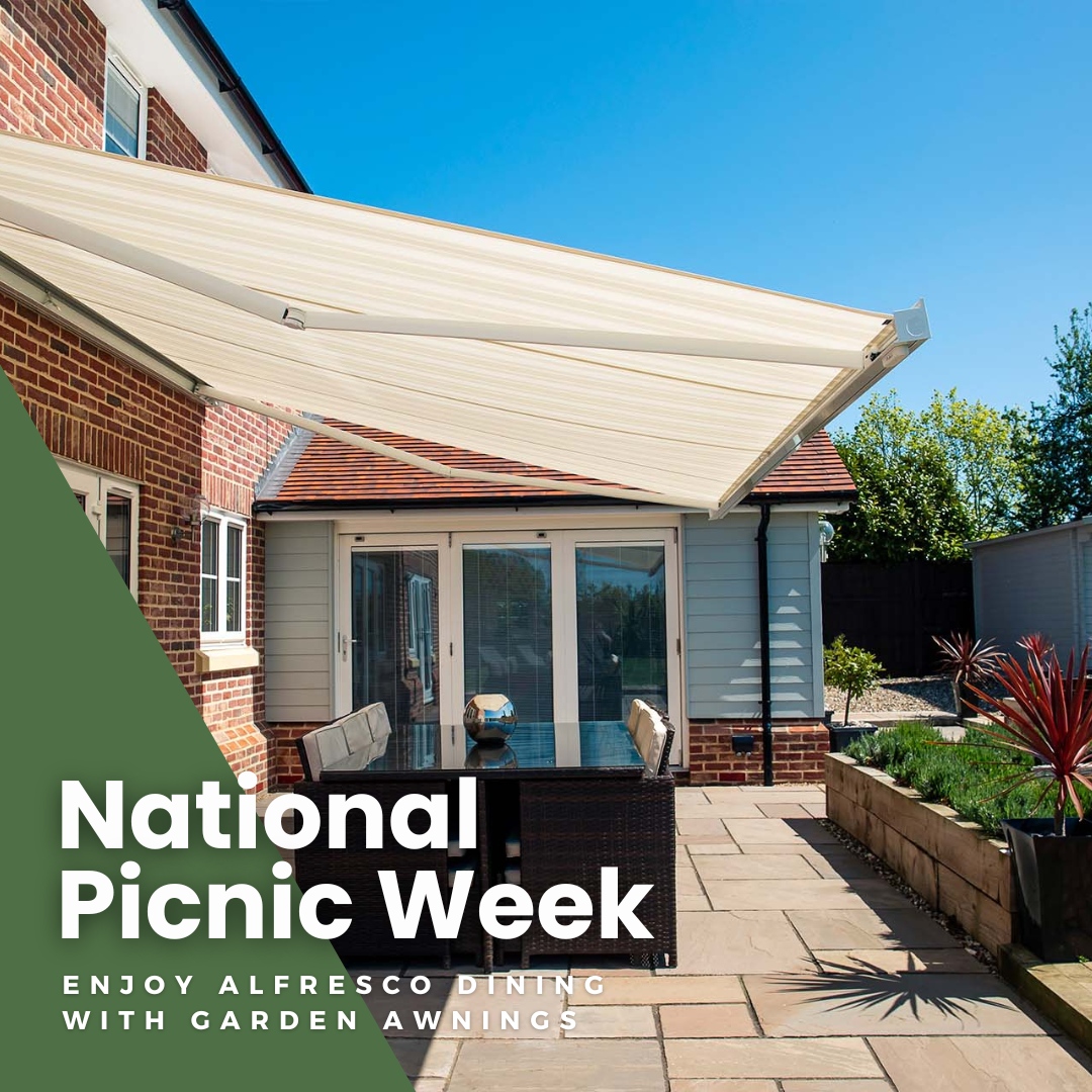 Beat the heat this #NationalPicnicWeek with stylish Garden Awnings! Not only do they look great, but they also effectively keep your garden shaded, perfect for alfresco dining 🧺 🥗Available in a variety of styles! 

#gardenawnings #motorisedawnings #gardenideas