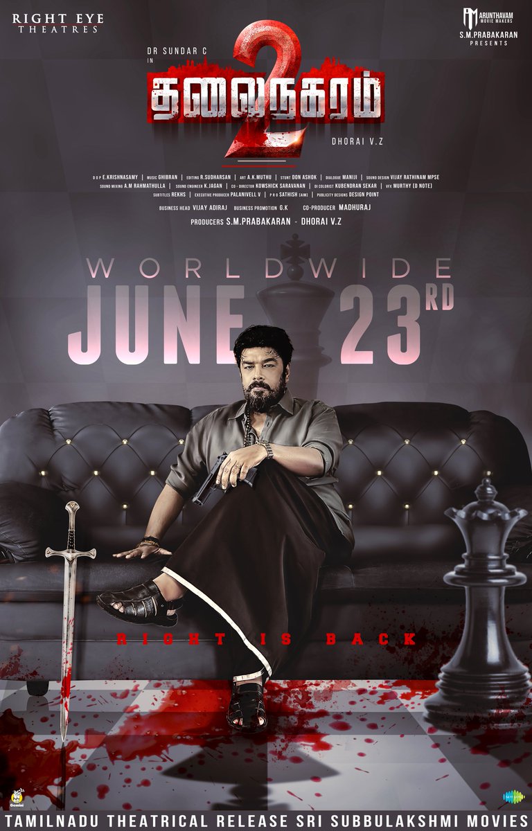 Saregama South (@saregamasouth) on Twitter photo The most Awaited #Thalainagaram2 Movie Release on June 23rd 🔥
#RightisBack ✅
🎬 <a href="/VDhorai/">VZ DHORAI</a>
🎶 #Ghibran
🎥 <a href="/krishnasamy_e/">E Krishnasamy (kicha) 🎥</a>
#SundarC #Pallakl #BahubaliPrabhakar <a href="/editorsudharsan/">Sudharsan Rajasekaran</a> <a href="/svijayrathinam/">Vijay Rathinam MPSE</a> <a href="/designpoint001/">Design Point</a> <a href="/teamaimpr/">Team AIM</a> The most Awaited #Thalainagaram2 Movie Release on June 23rd 🔥
#RightisBack ✅
🎬 <a href="/VDhorai/">VZ DHORAI</a>
🎶 #Ghibran
🎥 <a href="/krishnasamy_e/">E Krishnasamy (kicha) 🎥</a>
#SundarC #Pallakl #BahubaliPrabhakar <a href="/editorsudharsan/">Sudharsan Rajasekaran</a> <a href="/svijayrathinam/">Vijay Rathinam MPSE</a> <a href="/designpoint001/">Design Point</a> <a href="/teamaimpr/">Team AIM</a>