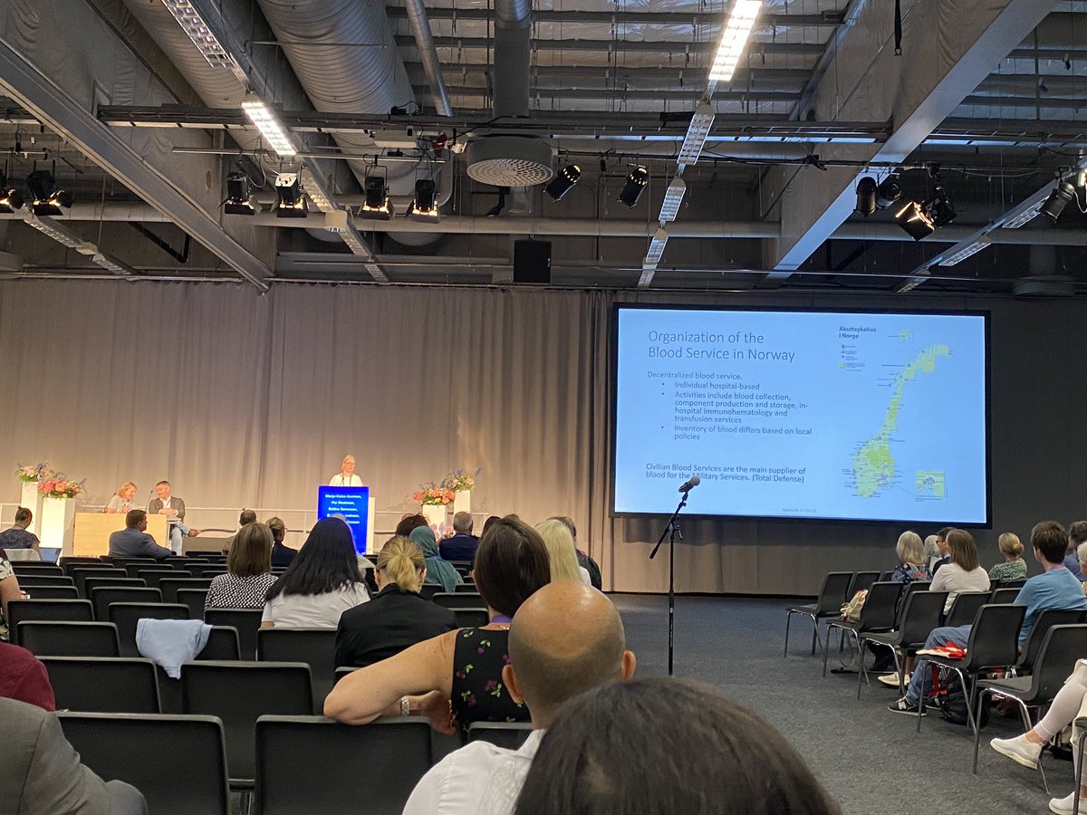 Dr. Torunn Apelseth from <a href="/haukeland_no/">Haukeland</a> presents a short blood bank overview from Norway at the #ISBT2023 in Gothenburg. 🤓👌🏻🩸
