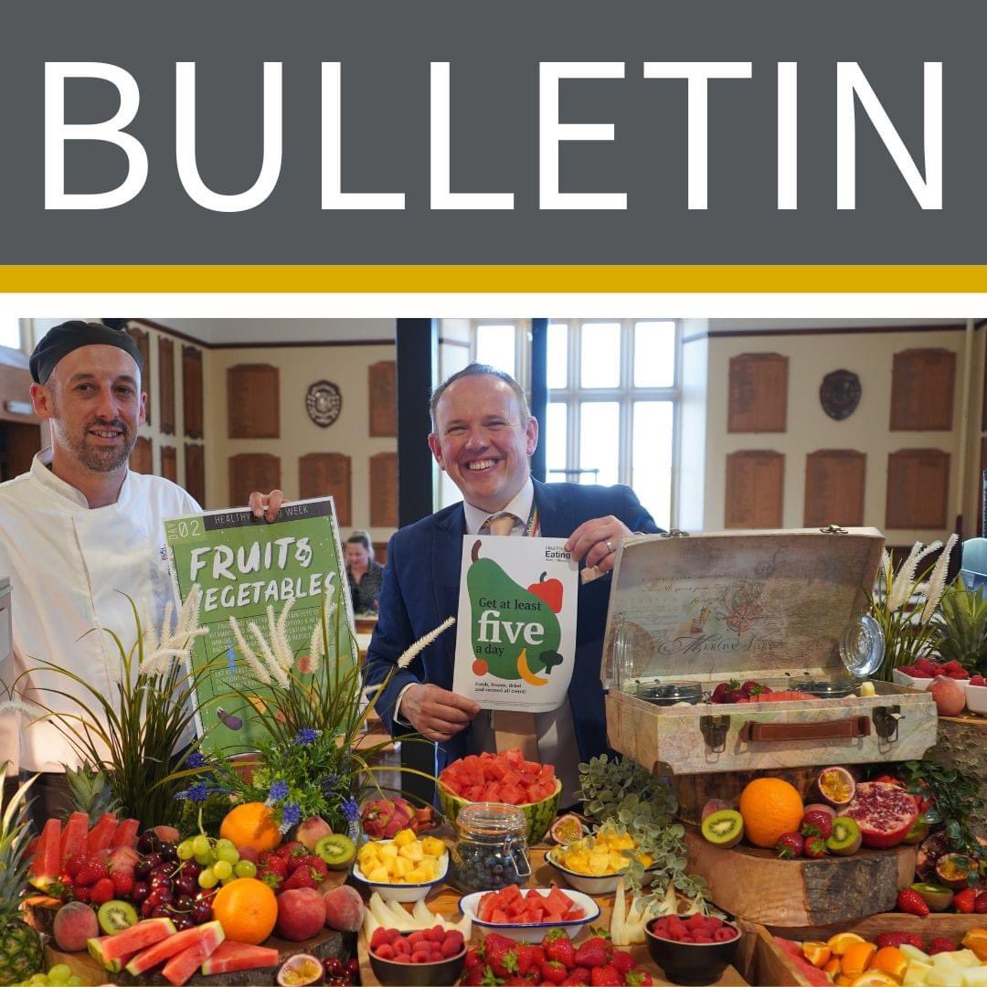 Celebrating #HealthyEatingWeek 🧅🥕Different theme each day for our pupils @QueensTaunton 🍞Fibre 🍓Fruit and Veg 🫗Hydration 🫘Protein ♻️Reduce Food Waste READ latest school BULLETIN 👇 bit.ly/3Jgr9vN #QueensTaunton @Foodafactoflife @NutritionOrgUK @chefJordanHH