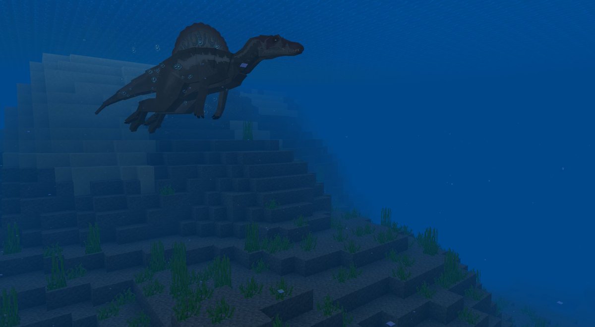 MinecraftYuche's tweet photo. Spinosaurus swims in the water
#spinosaurus 
＃Minecraft
#Blockbench 
#jurassic https://t.co/GxCpQp8b94