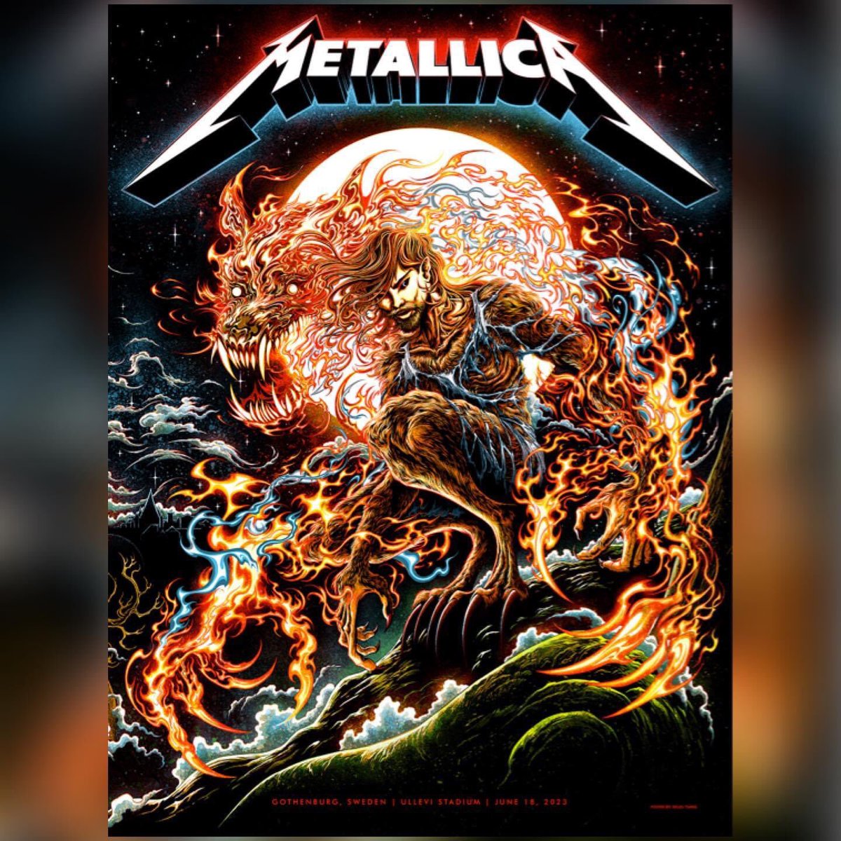 MetSince1981's tweet photo. Póster alusivo a la segunda noche de presentación de @Metallica en el Ullevi Stadium de Gothenburg, Suecia 🇸🇪 18 Junio 2023.
Arte: #MilesTsang.
@milestsang (Instagram). 
#Metallica #ProbityMerch #ProbityWorldWide 
#M72Gothenburg #Gothenburg #M72WorldTour #M72 #METALLICASince1981 https://t.co/UkfoyxkfHE