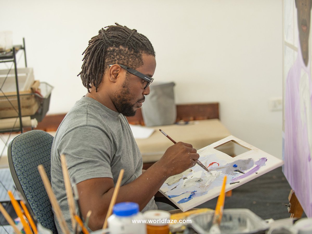 We are pleased to announce our artist, who has been in residency. Ghanaian artist, Jephthah Aikins Bentsil-Kobiah captivates viewers with his figurative paintings. His ability to function effortless within techniques and styles inform his working process. #worldfaze