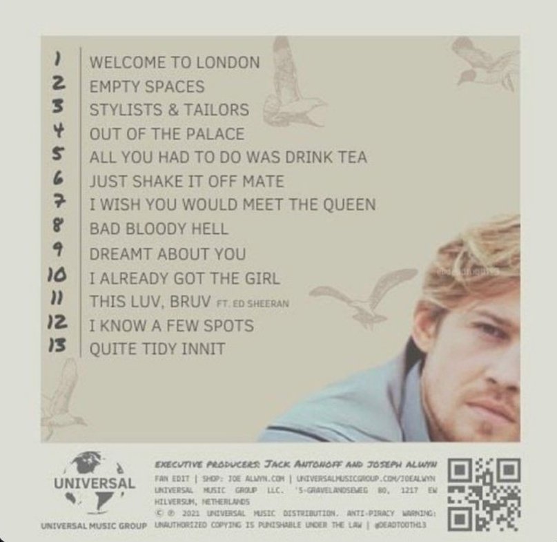 OMFG!! 😱😱😱😱😱😱
Joe Alwyn just released the tracklist from his debut album, 1991 (Joe's Version) dropping on... 
Nov 18th at MIDNIGHT ET
