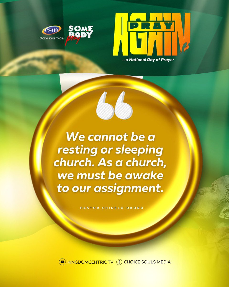choicesouls's tweet photo. We cannot be a resting or sleeping church. As a church, we must be awake to our assignment.

#Somebodypray
#PrayAgain
#Nigeria https://t.co/D0iGAnKTNY