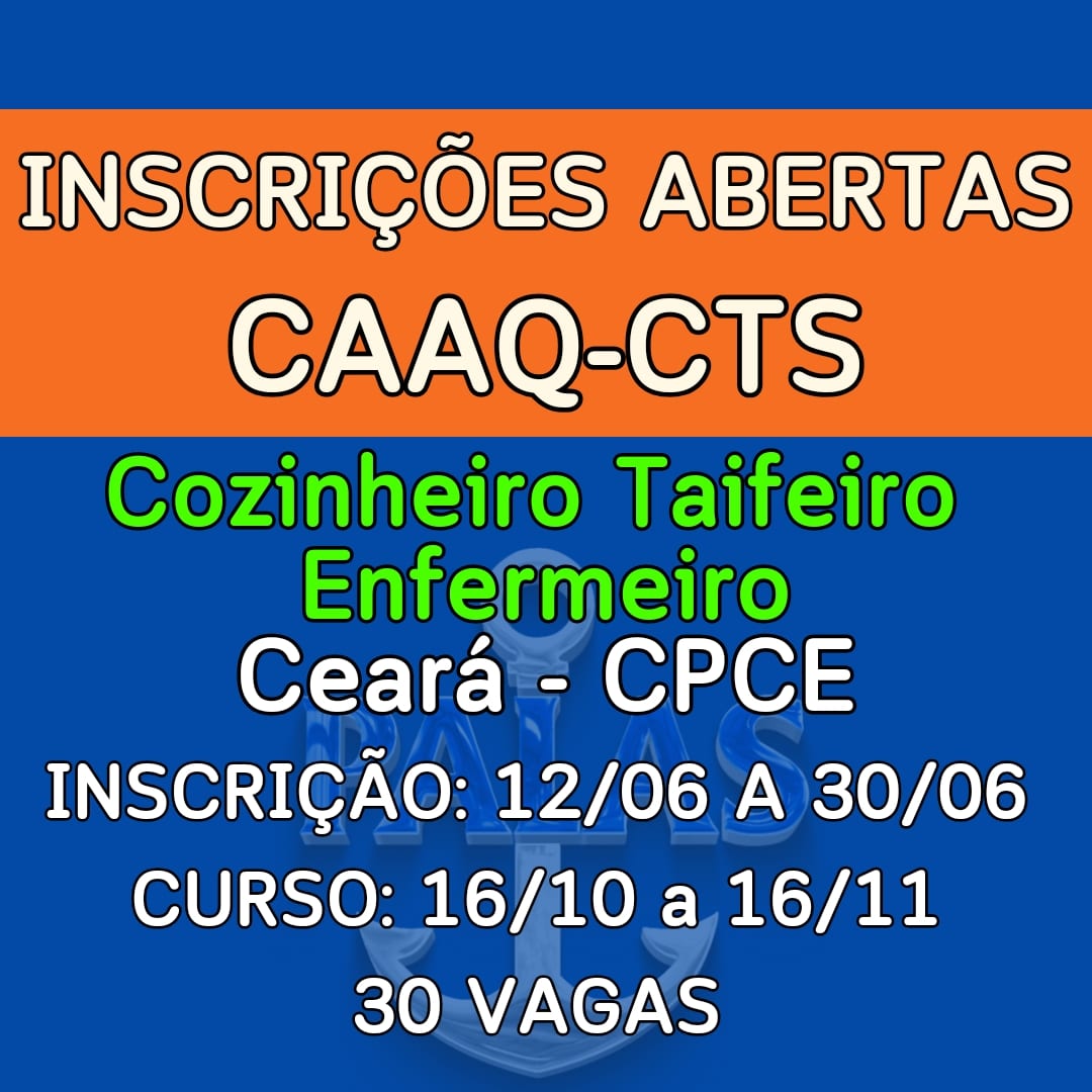 PalasTC's tweet photo. Edital ABERTO.

Para CFAQ-MOC, CFAQ-MOM, CFAQ-MAC/MAM, CFAQ-MFC, CFAQ-MFM e CAAQ-CTS, nosso conteúdo está disponível no link:
https://t.co/QXFV7NDVTs

Obrigado e bons estudos 😃

#caaq
#caacts
#cpce
#ceará
#cozinheiro
#taifeiromarítimo 
#enfermeirooffshore https://t.co/gqrqHhnDrQ