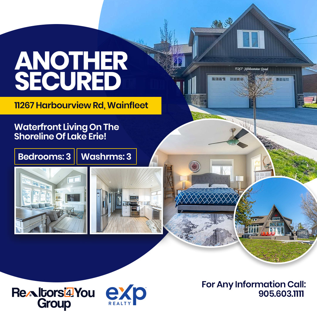 11267 Harbourview Rd Wainfleet (Port Colborne)
Congratulations to our #Buyer #clients !!!
905-603-1111
realtors4you.ca
***TOP 1% REALTORS IN GTA***
#exprealtyproud #exp
#FreeMarketEvaluation #buyhouse #sold #sellhouse  #RealEstate #TopRealtor #Realtor #VinodBansal