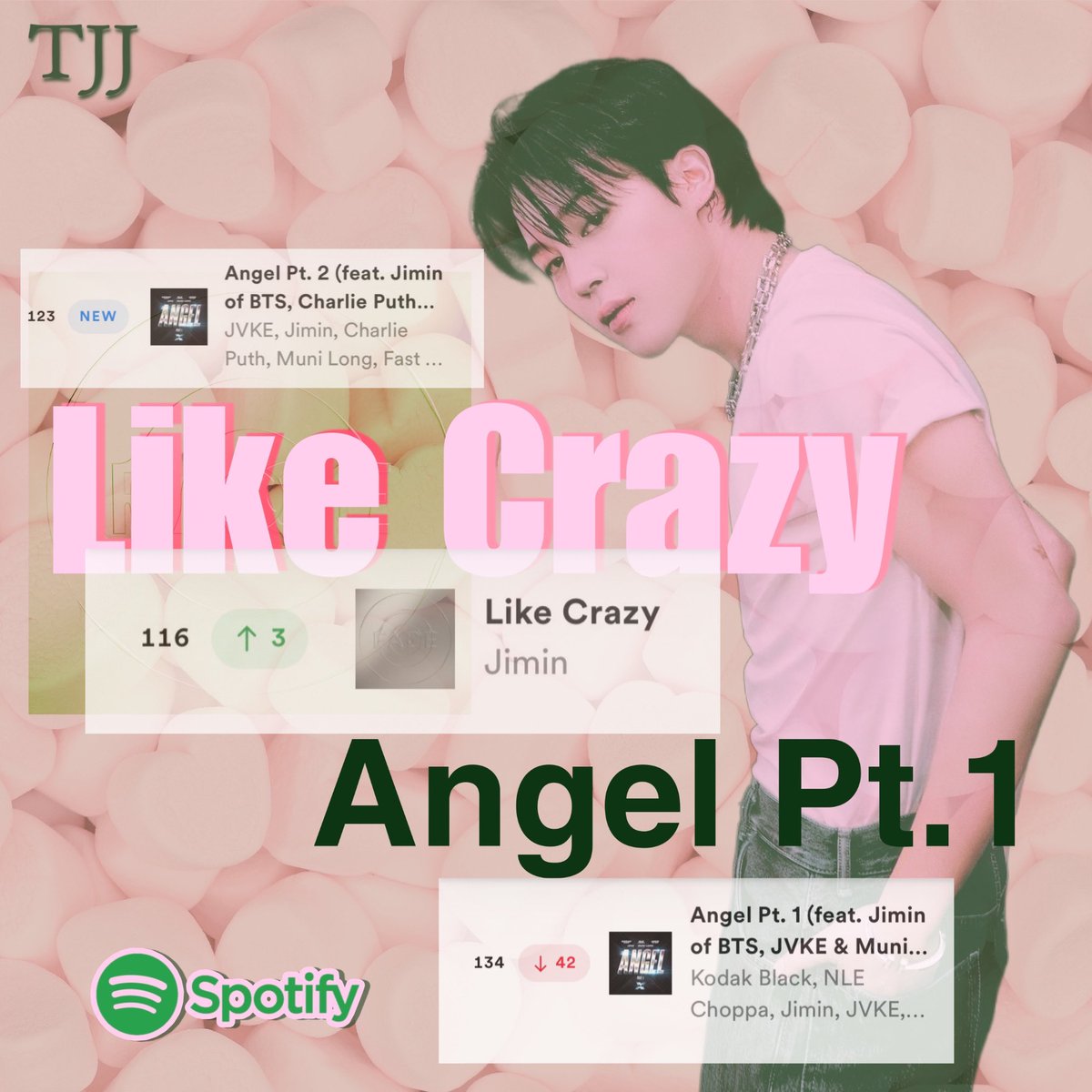 🟢 Spotify Daily Top Songs Japan🐥
6/16 付

🟡 Like Crazy ✨
6/15  54,878 回 
6/16  53,493 回 ↘︎

⚪️ Angel Pt.1
6/15  58,657 回 
6/16  48,998 回 ↘︎

🟡 Angel Pt.2
NEW 6/16 51,370 回

ANGEL PT2 OUT NOW
#Angel_Pt2 
#AngelPt2OutNow
JIMIN FOR FASTX SAGA
#FASTXxJIMIN