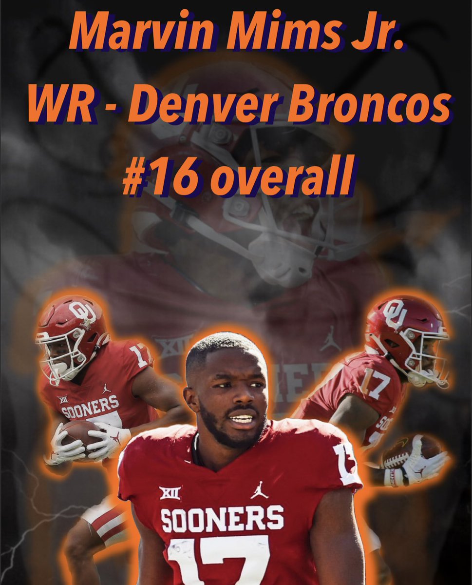 TitsBay's tweet photo. With the 16th pick in the 2023 FBA rookie draft, we have selected Oklahoma/Denver Broncos Wide Receiver, Marvin Mims Jr.❕ #WeTheTitz https://t.co/rpJHr3lEpP