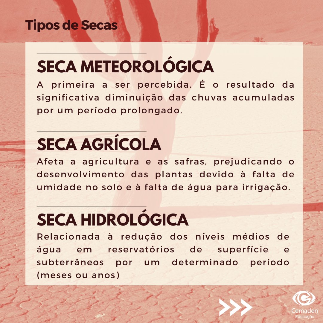 cemadeneducacao's tweet image. Para combater a #desertificação e conviver com os desafios da #seca é importante implementar políticas públicas eficazes, gestão sustentável de recursos hídricos, tecnologias participativas e práticas agrícolas resilientes.Acompanhe o Monitoramento da Seca no Brasil pelo Cemaden