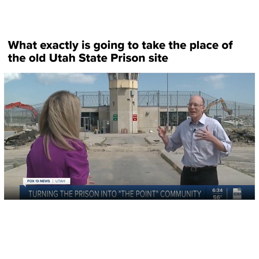 thepointutah's tweet photo. The Point executive director Alan Matheson recently spoke with @KerriCronk to discuss progress of demolition for the old prison facilities and next steps for Utah’s Innovation Community. @fox13 
https://t.co/0NrZQk03CE
#UtahInnovationCommunity #ThePointUtah #PointOfTheMountain https://t.co/gitqUpOBNo