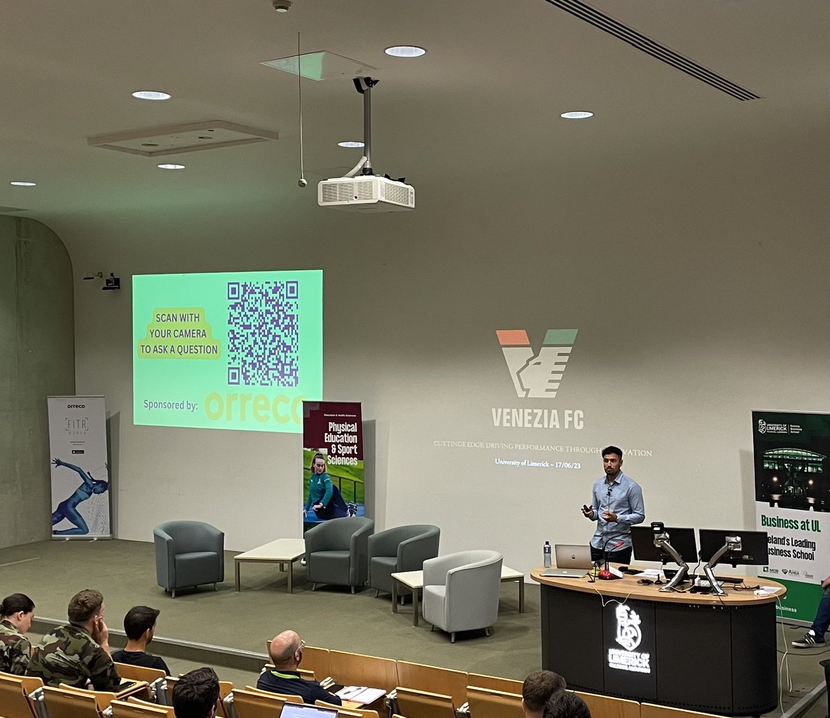 ORRECO1's tweet photo. We are back underway for day 2 of the #cuttingedgeperformance conference @PessLimerick 

This morning we’ve heard from @PauCasassa of @BarcaAcademy @PaulJamesWalker, Jordi Fernandez of @VeneziaFC_EN, Keith Wood and @geeves2012, with many more great speakers to come! 

Looking forward to seeing those attending the event over the weekend.