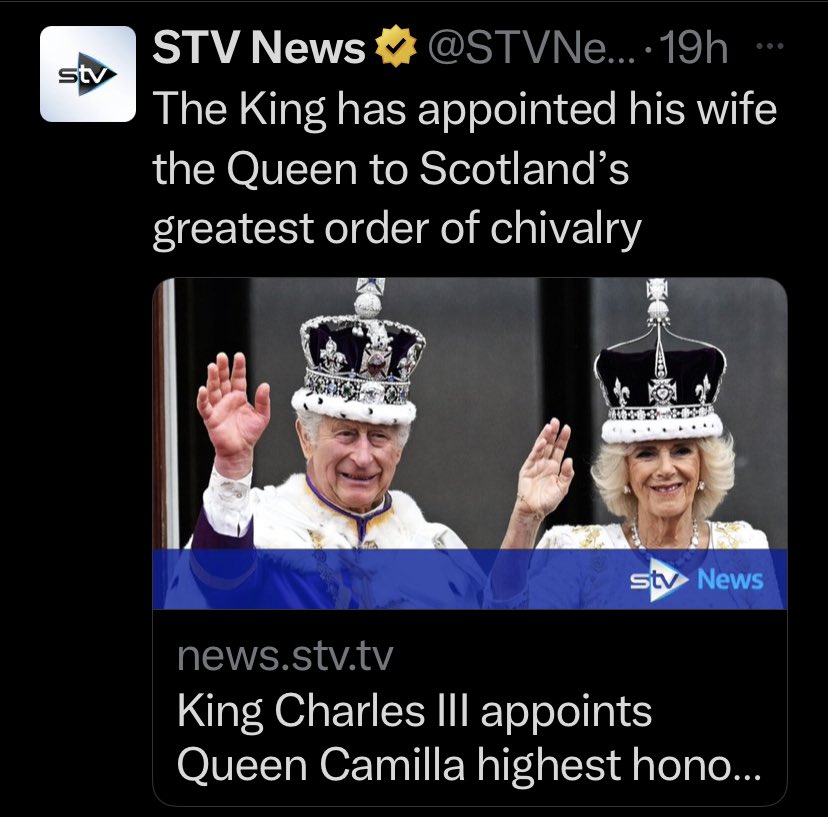 An absolute abomination. 

Foreign monarchs giving  their wives  Scottish honours and titles.

This is OUR county, not theirs!

Time for change. 

#YouYesYet
#DissolveTheUnion
#AbolishTheMonachy