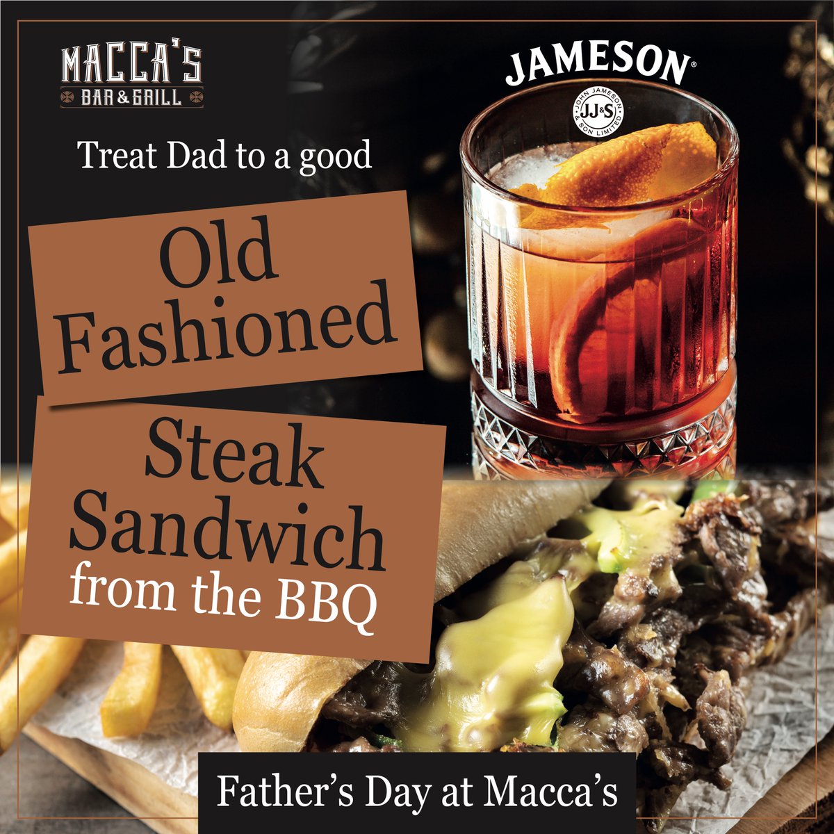 One of the biggest days in the calendar… we are looking forward to welcoming all Father’s, young and old… Age is but a number! Treat ya Da' to a Steak Sandwich and tipple of his choice… look out for the Walking Whisky’s and the timeless Old Fashioned’s 🥃 🥩 #fathersday
