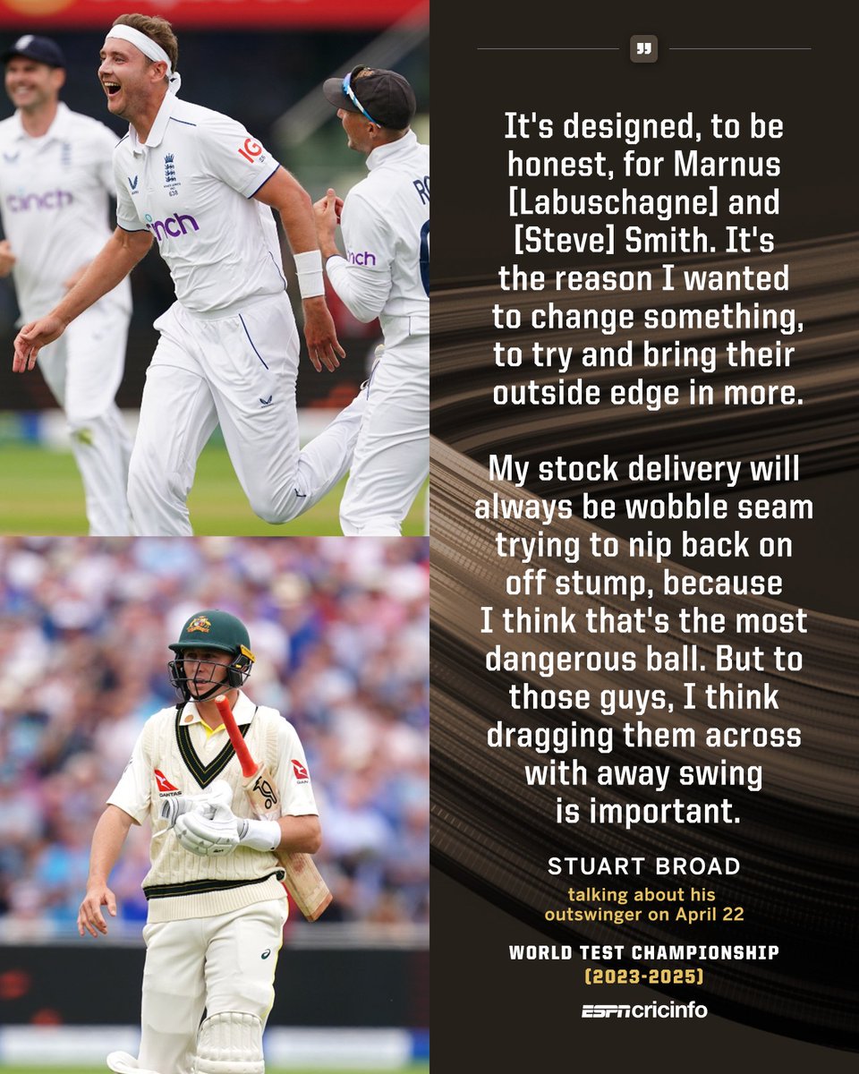 cricinfo's tweet photo. Broad had warned Labuschagne two months ago about his outswinger 👀

#ENGvAUS | #Ashes https://t.co/Al4A64MDJ1