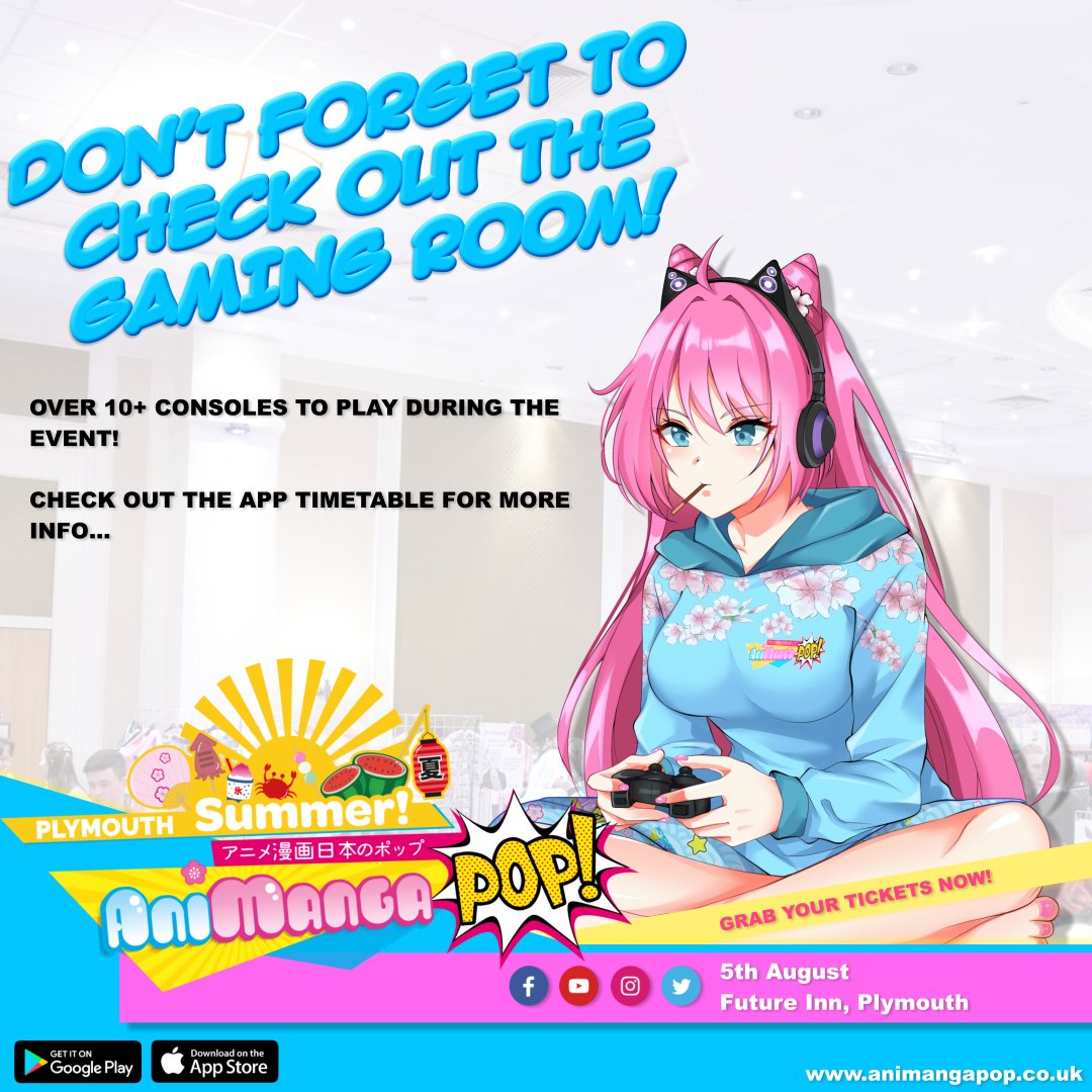 Gamers Rejoice! 🎮🕹️
--
Make sure you check out our gaming zone with retro & modern-day classics to play at leisure. Also why not enter the gaming contest running throughout the day?

Got your ticket yet? 🎫

#AniMangaPOP #Gaming #Anime #Cosplay #AnimeConvention #Plymouth