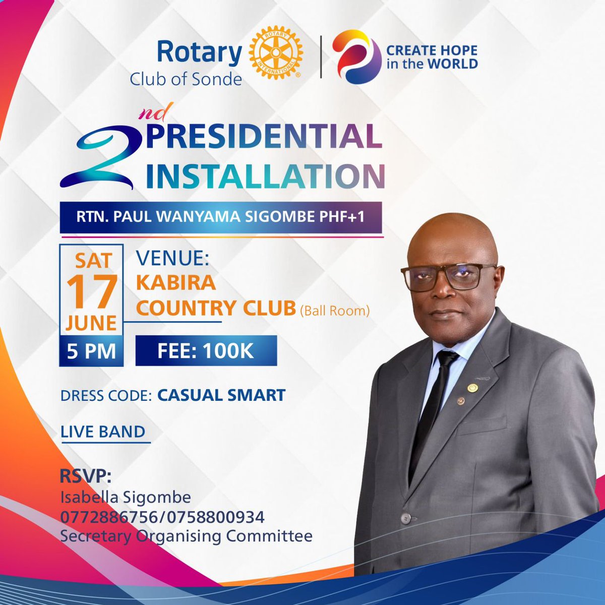 Today is the day that the Lord said we shall have our Create Hope Presidential installation. All roads lead to Kabira Country club. Be there to witness the change of guard. See you then