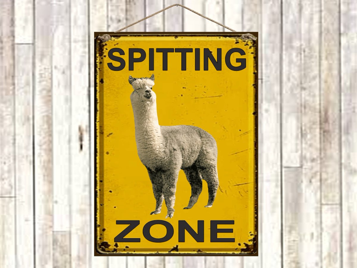 Zoo Sign Notice Spitting Zone Llama Sign Alpaca tuppu.net/26842f2f #Etsy #ChickenDaddy #BarSign