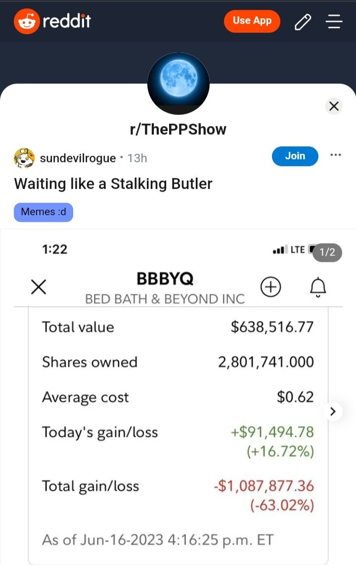 I was browsing through reddit to read comments on #BBBYQ $BBBYQ $BBBY #BBBY stock and came across this post. One thing I have to say, there are far worse crazies than me investing in @BedBathBeyond and expecting a positive result amidst their waste! WOW.I'm impressed!
MOASS  💎