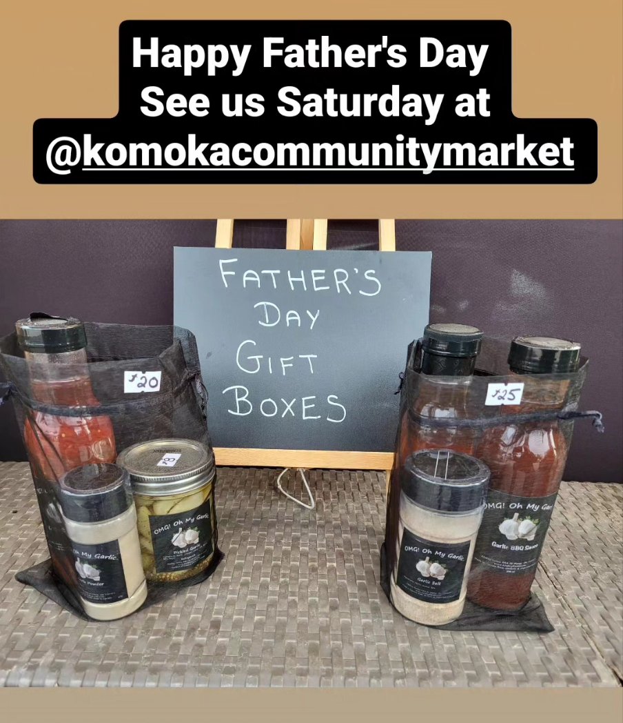 Father's Day Gift Sauces & Spices

Come see us at Komoka Community Market!
Saturdays 9am - 12pm 
#ontariogarlic #ilovegarlic  #farmersmarket #growninontario #buylocal #womenfarmers #locallymade #locallygrown #komoka #kilworth #mtbrydges  #komokaontario #strathroy #Byron