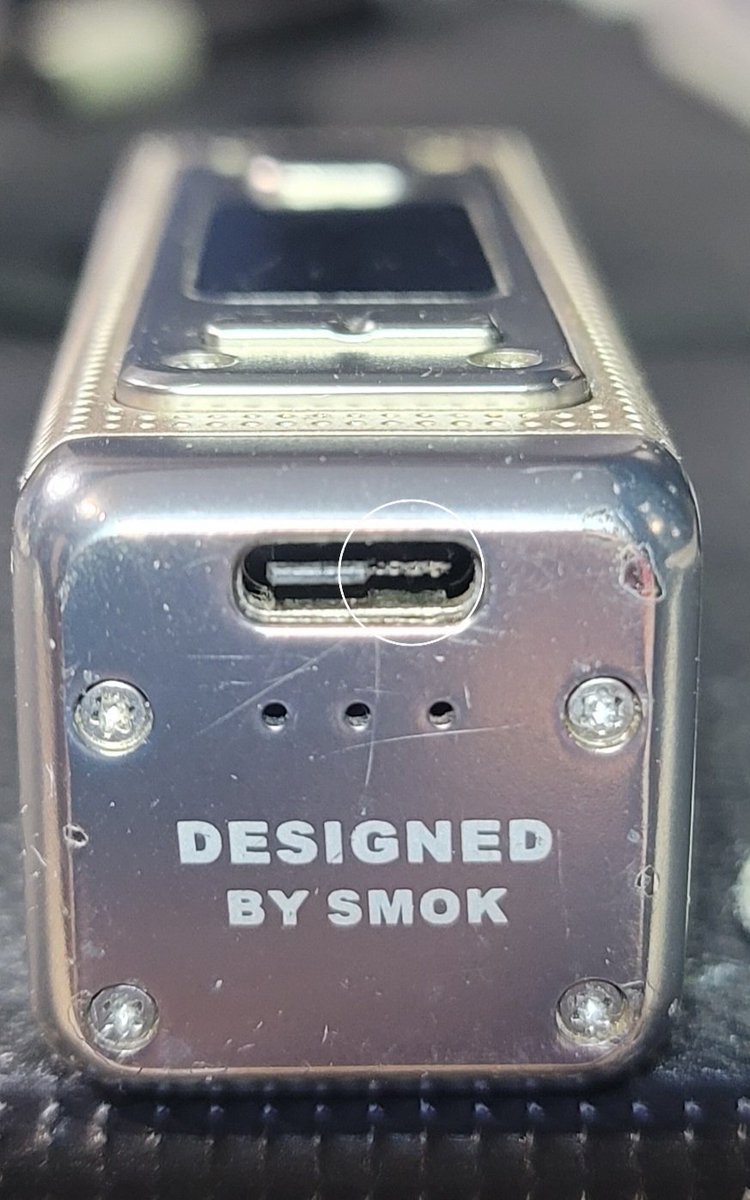 JMello10's tweet photo. @SMOKTECHLOGY My SMOK RPM 4 usb-c charging port melted after 5 minutes of charging with the provided cable. ??? How do I get this taken care of? https://t.co/GkNEpKEbUR