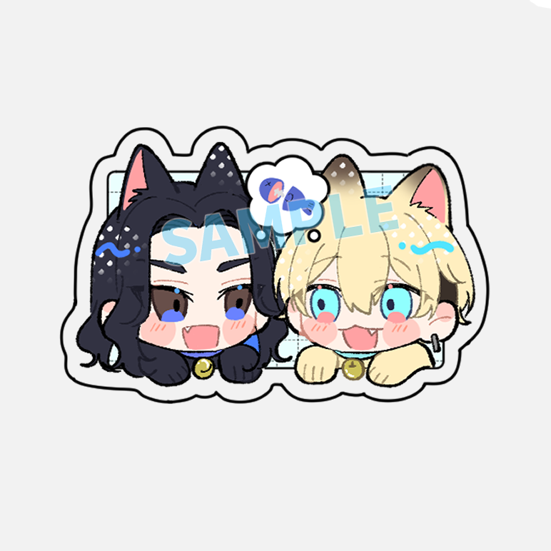 sample watermark 2boys multiple boys animal ears black hair blonde hair bell  illustration images